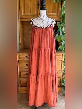 Marine Layer Andrea Tiered Midi Maxi Dress in Clay NWT Large